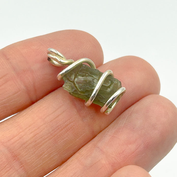 Moldavite Wire Wrap Sterling Silver Pendant ( 4 )