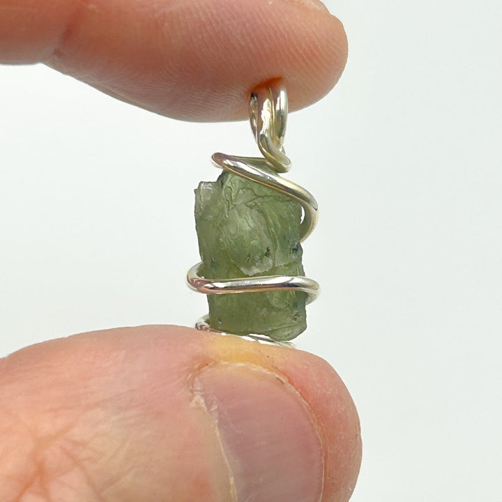 Moldavite Wire Wrap Sterling Silver Pendant ( 4 )