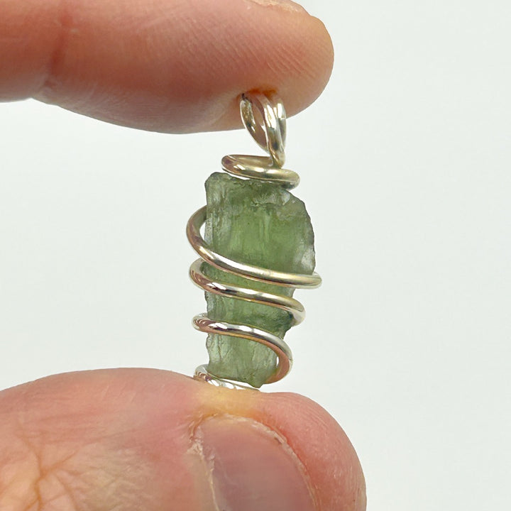 Moldavite Wire Wrap Sterling Silver Pendant ( 6 )