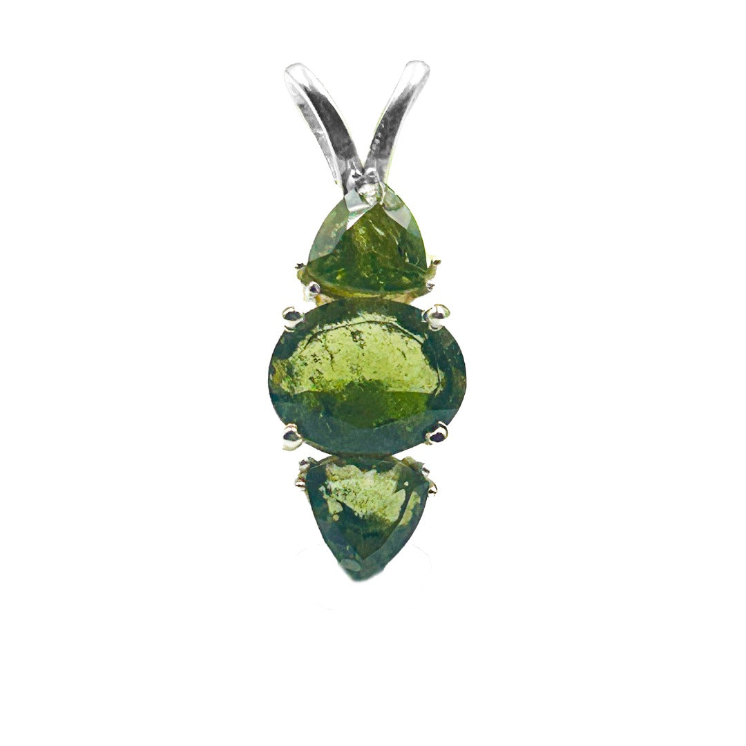 Moldavite Trillion Silver Pendant ( MT1  )