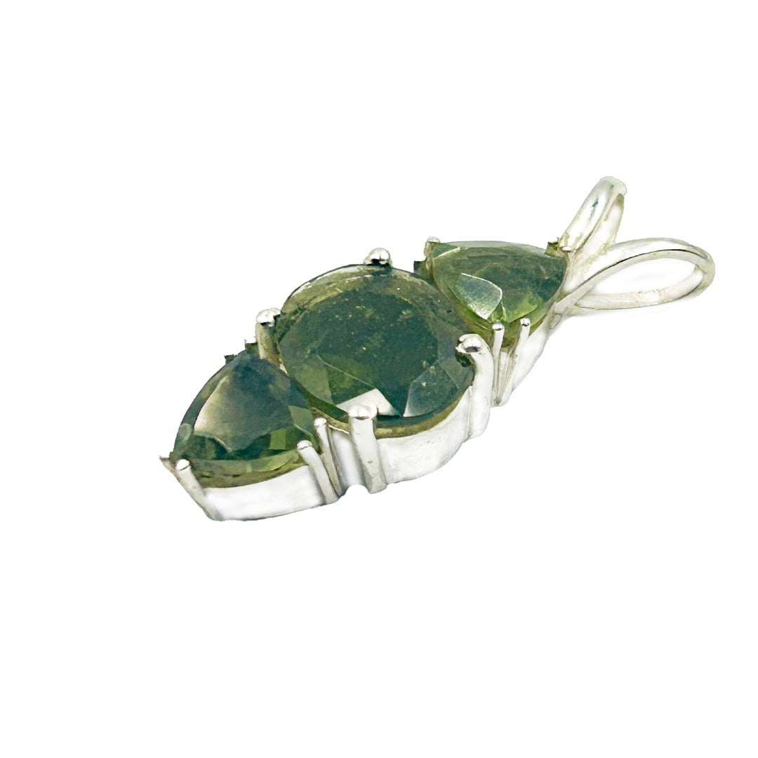 Moldavite Trillion Silver Pendant ( MT1  )