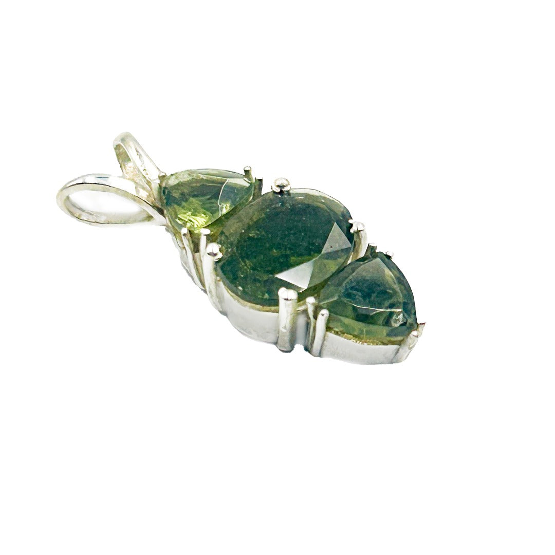 Moldavite Trillion Silver Pendant ( MT1  )
