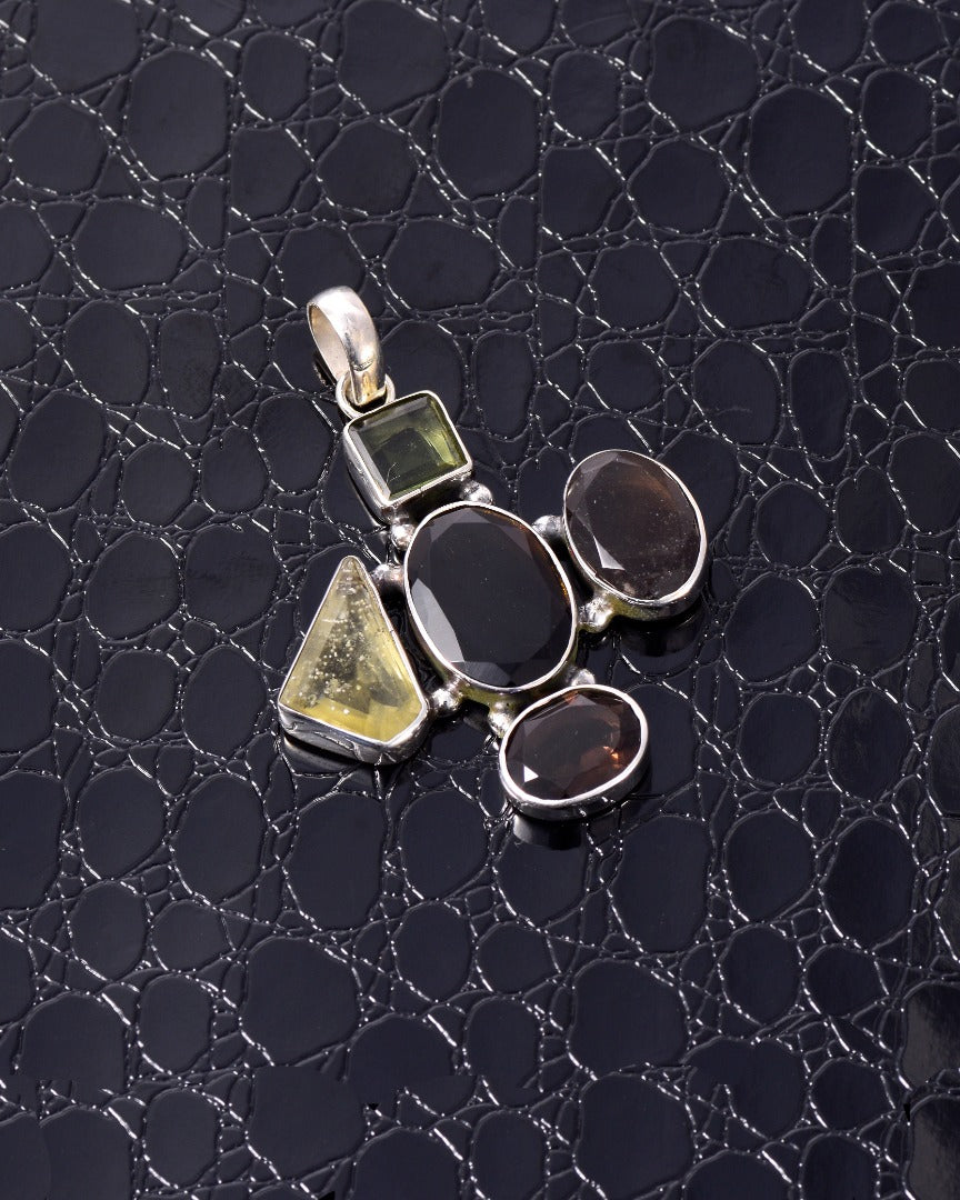 Moldavite Cintamani Libyan Glass Sterling Silver Pendant ( P19 )