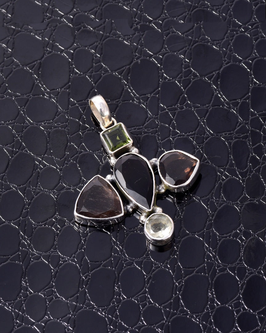Moldavite Cintamani Libyan Glass Sterling Silver Pendant ( P23 )