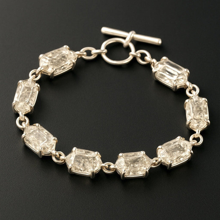 Herkimer Diamond Sterling Silver T Bar Bracelet  ( HT1 )