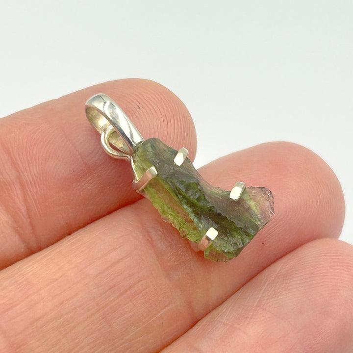 Moldavite Natural Tektite Sterling Silver Pendant ( 11 )