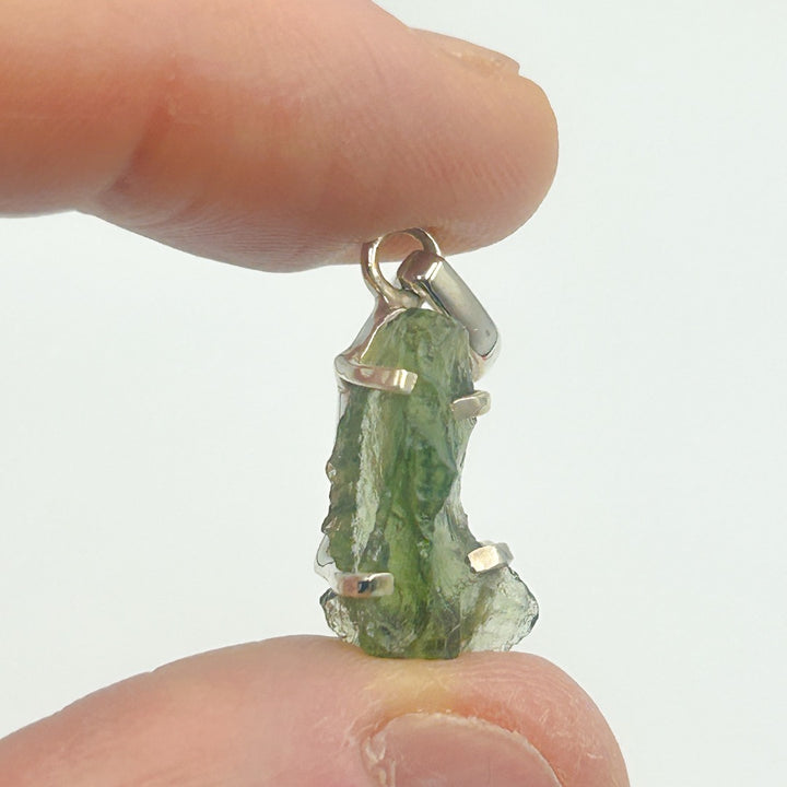 Moldavite Natural Tektite Sterling Silver Pendant ( 11 )
