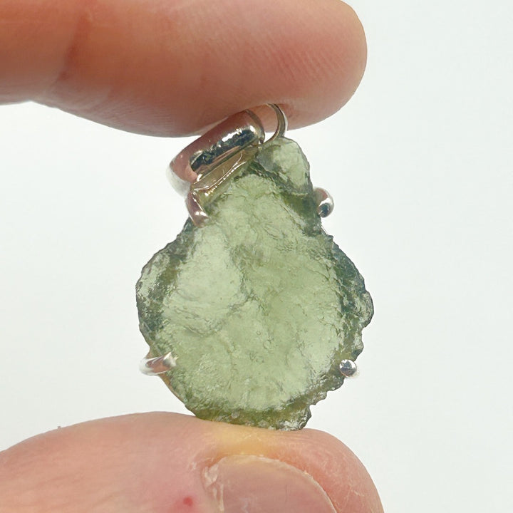 Moldavite Natural Tektite Sterling Silver Pendant ( 12 )