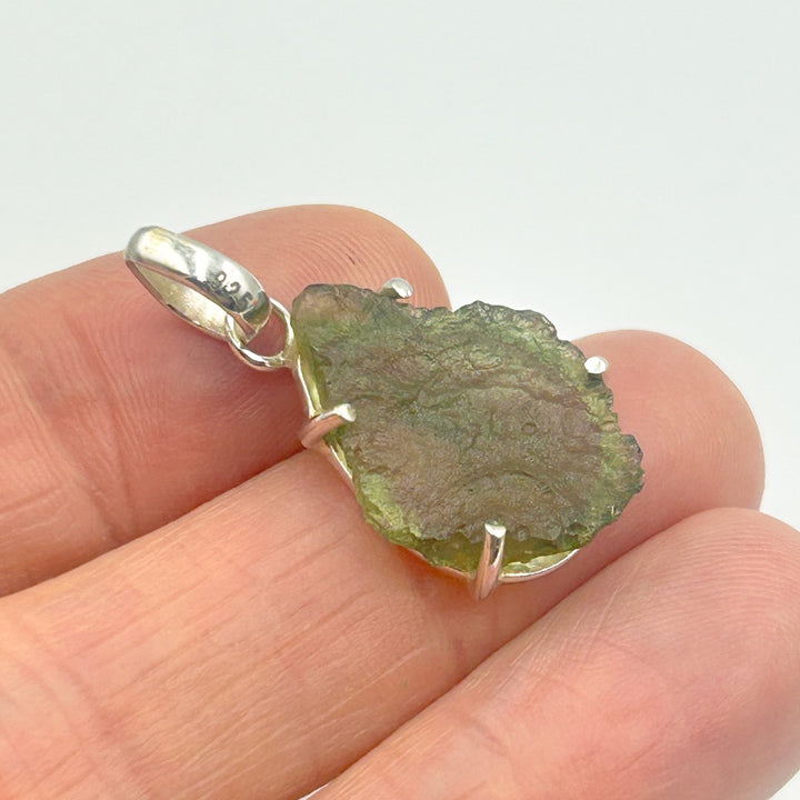 Moldavite Natural Tektite Sterling Silver Pendant ( 12 )