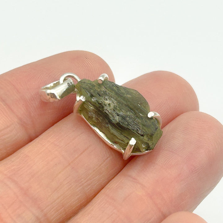 Moldavite Natural Tektite Sterling Silver Pendant ( 13 )