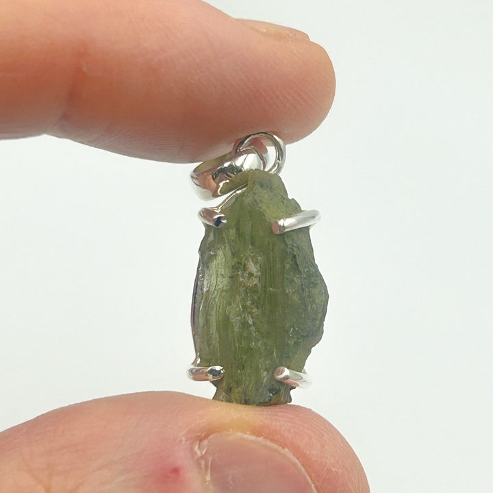 Moldavite Natural Tektite Sterling Silver Pendant ( 13 )