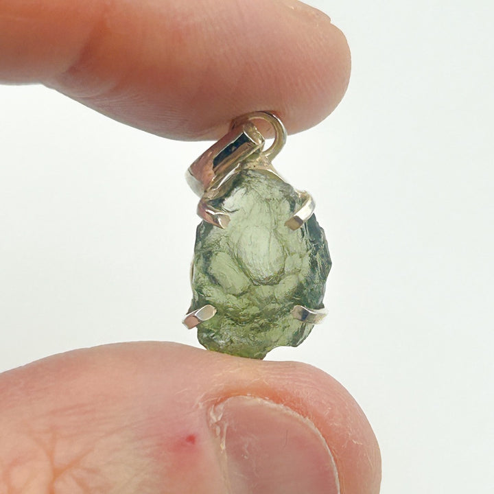 Moldavite Natural Tektite Sterling Silver Pendant ( 14 )
