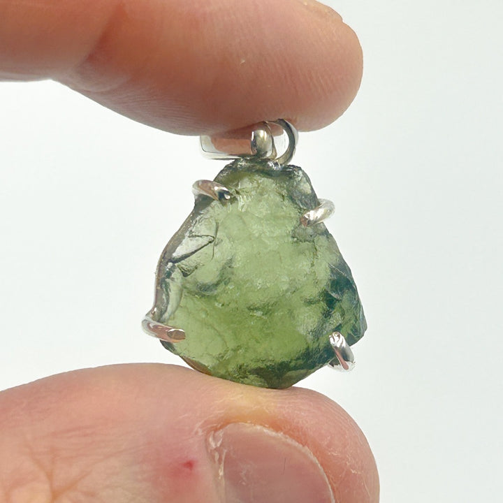 Moldavite Natural Tektite Sterling Silver Pendant ( 15 )