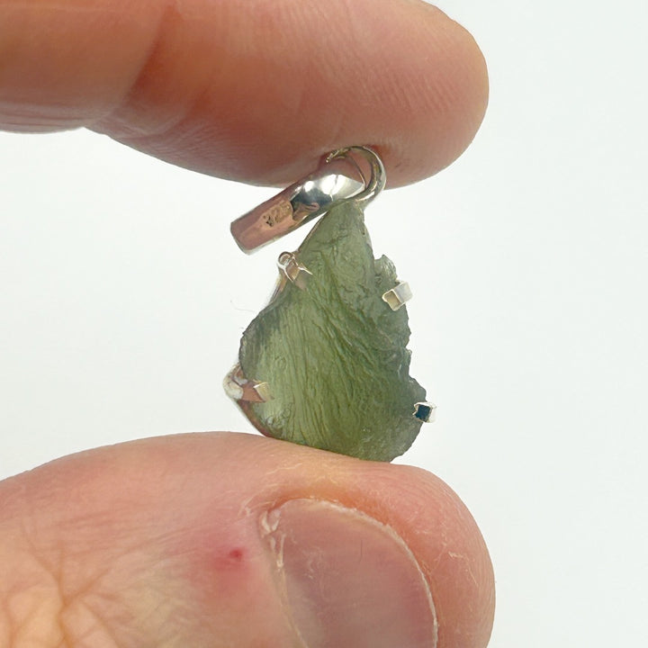 Moldavite Natural Tektite Sterling Silver Pendant ( 17 )