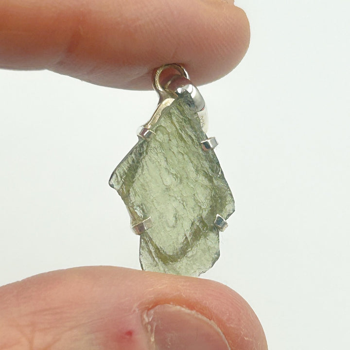Moldavite Natural Tektite Sterling Silver Pendant ( 18 )