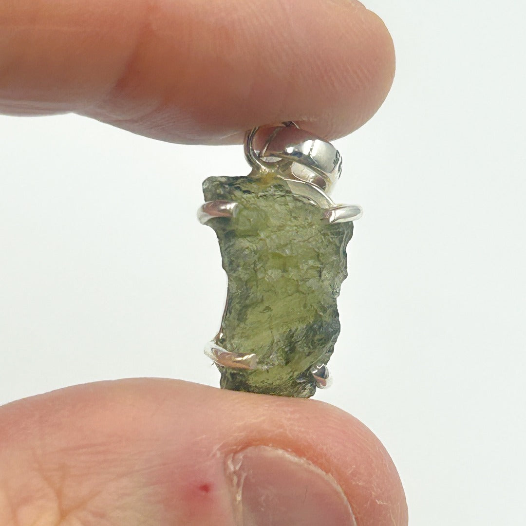 Moldavite Natural Tektite Sterling Silver Pendant ( MRP )