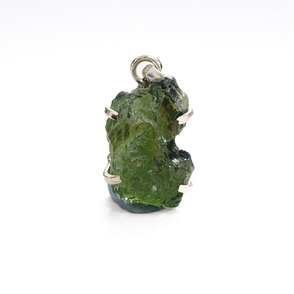 Moldavite Natural Tektite Sterling Silver Pendant ( MRP )