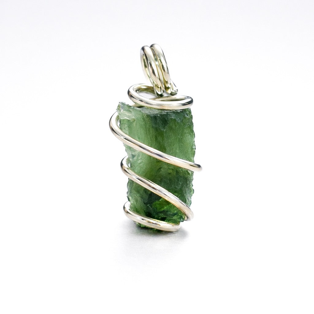 Moldavite Wire Wrap Sterling Silver Pendant ( MWR ) - Crystal Nation LTD