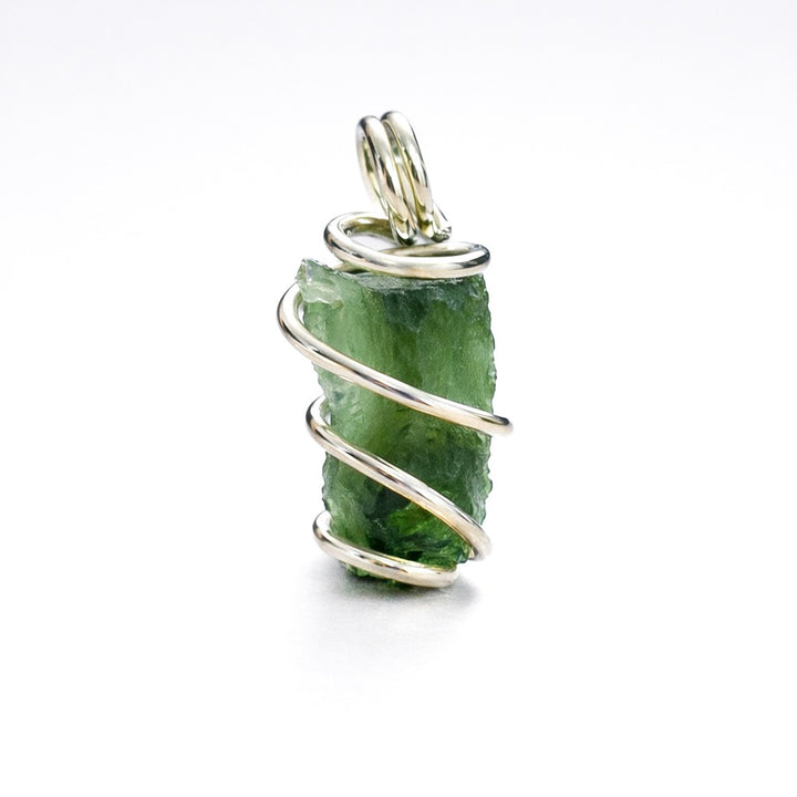 Moldavite Wire Wrap Sterling Silver Pendant ( MWR ) - Crystal Nation LTD
