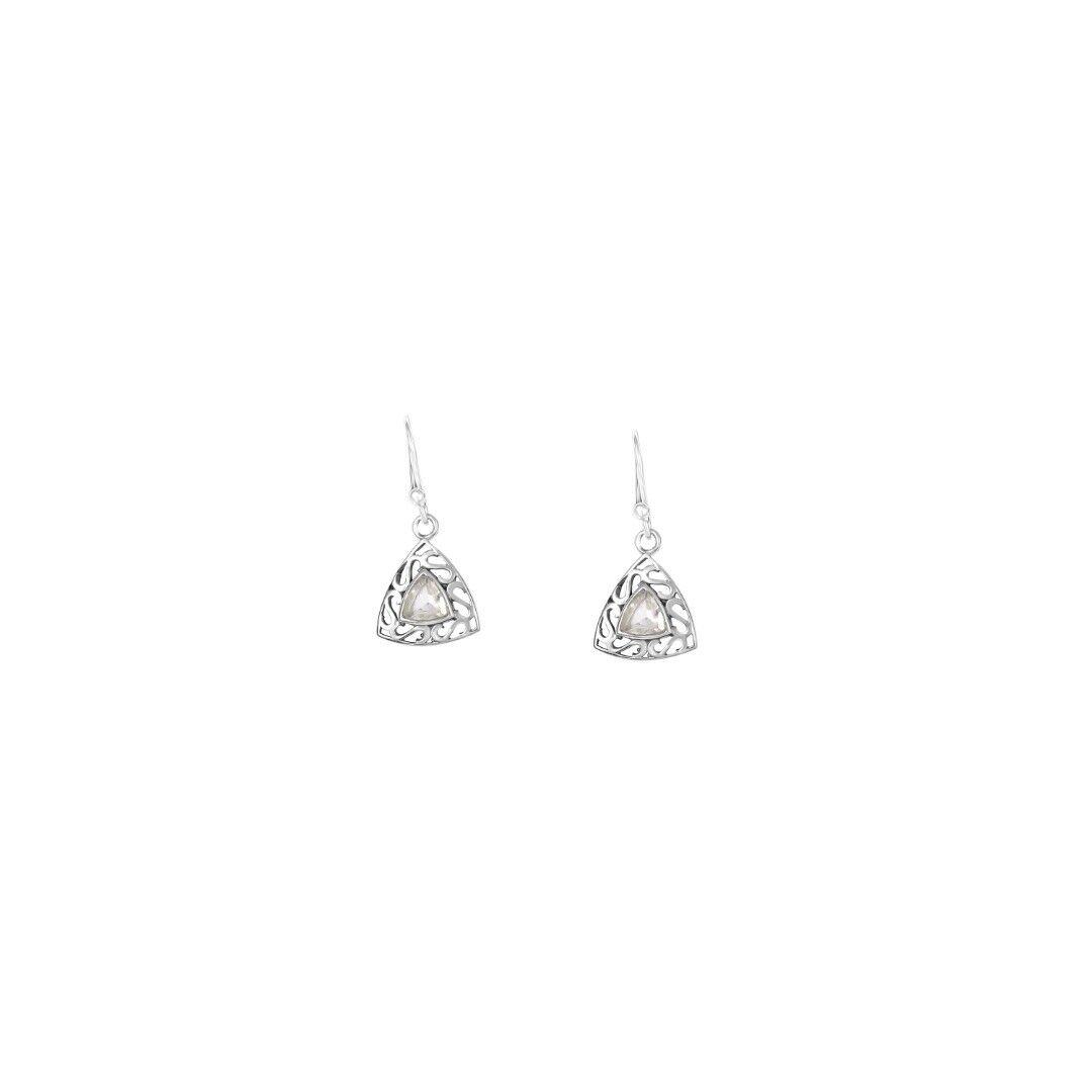 Libyan Desert Glass Sterling Silver Trillion Earrings  ( E9 )