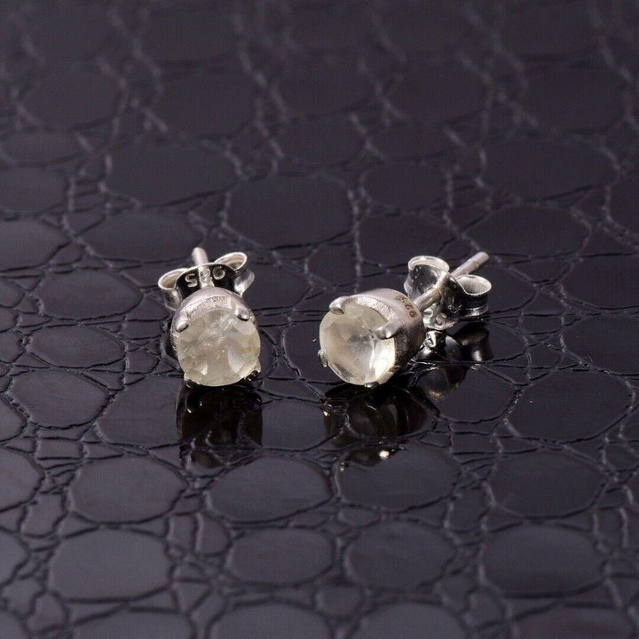Libyan Desert Glass Sterling Silver Stud Earrings  ( E2 )