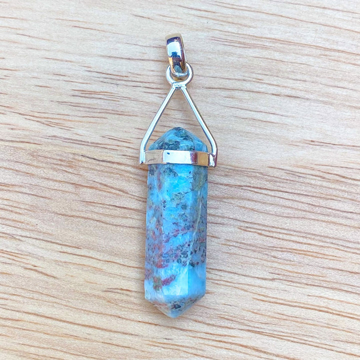 Larimar Crystal Point Sterling Silver Pendant ( 642018 )