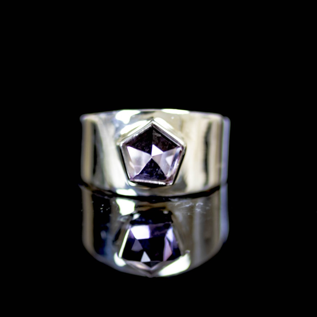 Lavender Amethyst Pentagon Sterling Silver Ring  ( 337567)