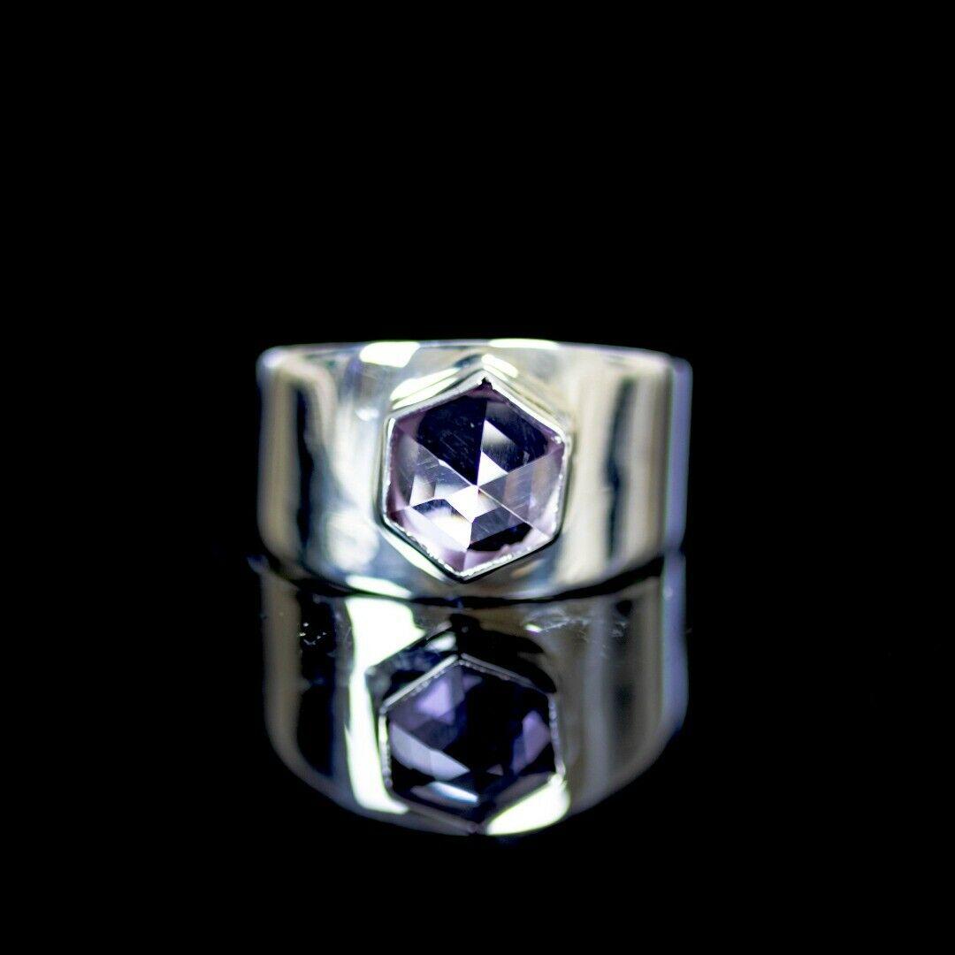 Lavender Amethyst Hexagon Sterling Silver Ring ( 607943)