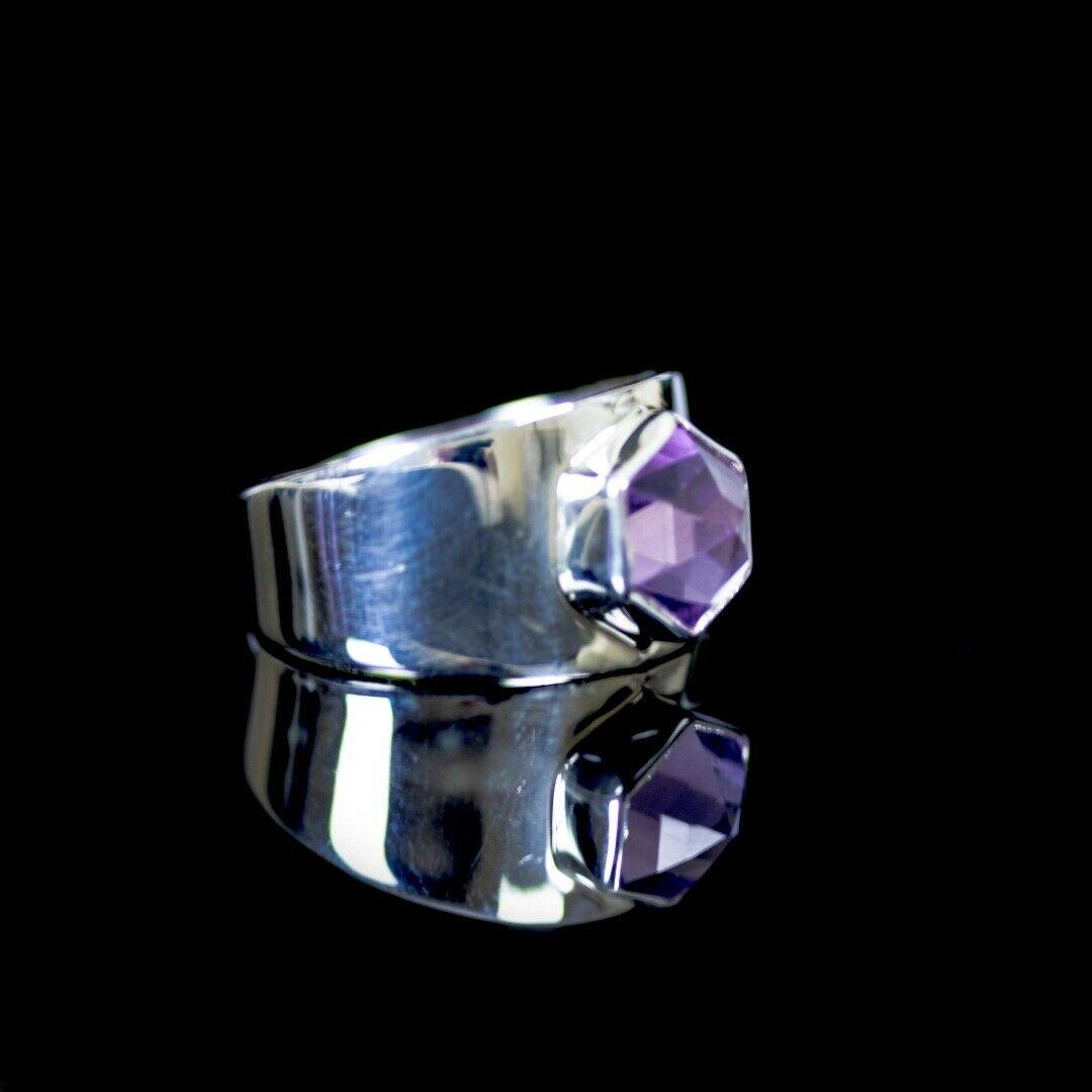 Lavender Amethyst Hexagon Sterling Silver Ring ( 607943)