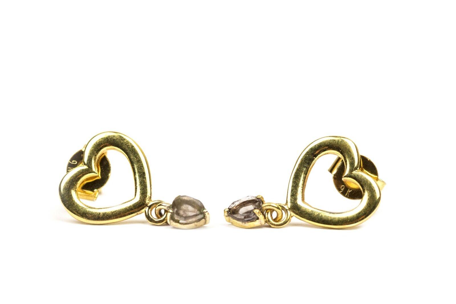 Cintamani Faceted 9 Carat Gold Stud Heart Earrings ( 878992)