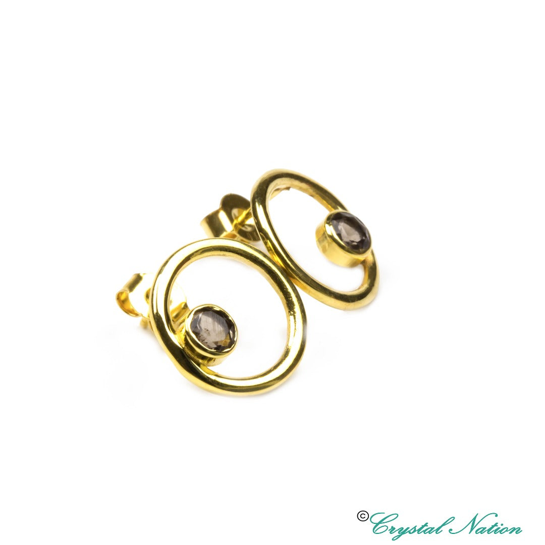 Cintamani Faceted 9 Carat Gold Circle Earrings ( 497948 )