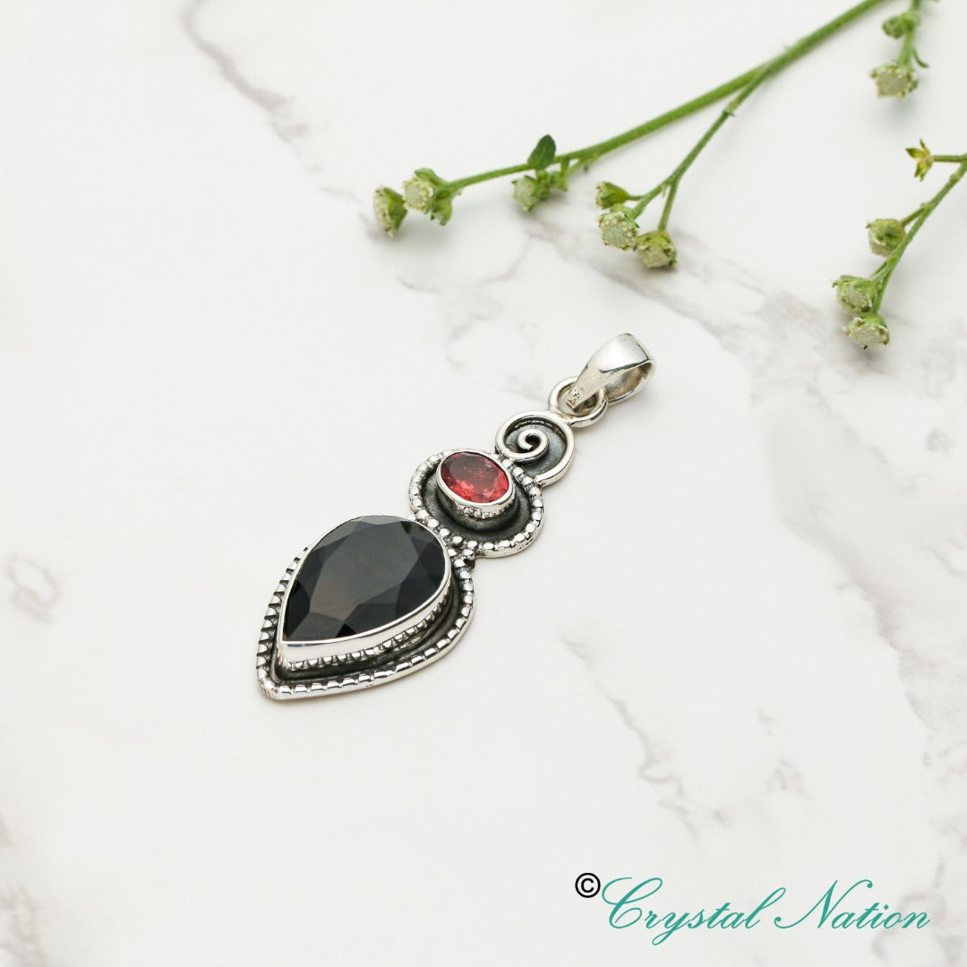 Cintamani Tourmaline Faceted Sterling Silver Pendant ( 20552 )