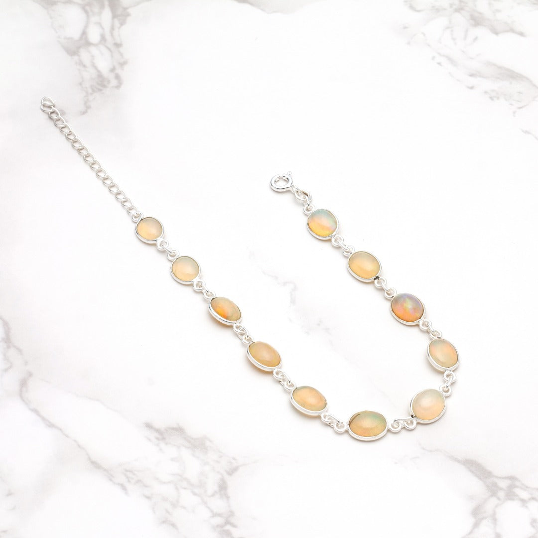 Australian Opal Elegant Sterling Silver Bracelet  ( 138844 )