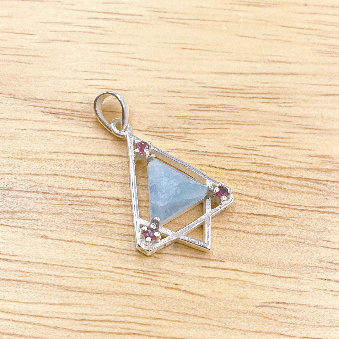 Aquamarine Sterling Silver Triangle Pendant ( 941893 )