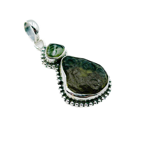 4mm stone real MOLDAVITE Pendant Sterling Silver Moldavite jewelry- CZ –  moldavitegift