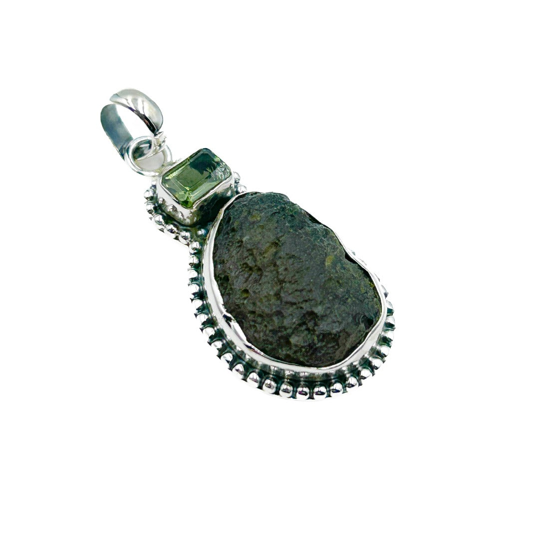 Moldavite Colombianite Sterling Silver Pendant ( P55 )