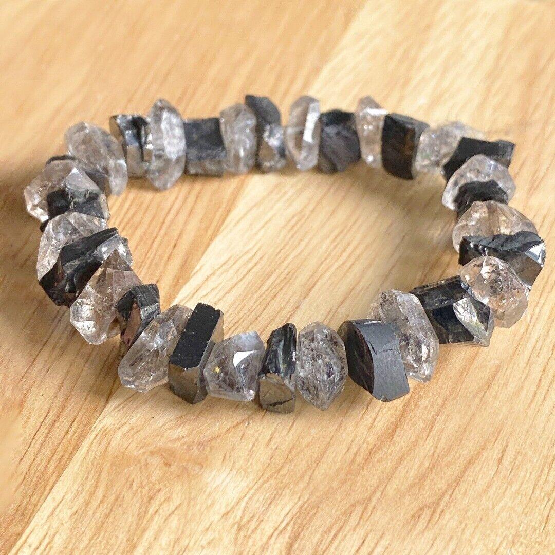 Shungite Herkimer Diamond 7.5 Inch Crystal Bracelet Protection