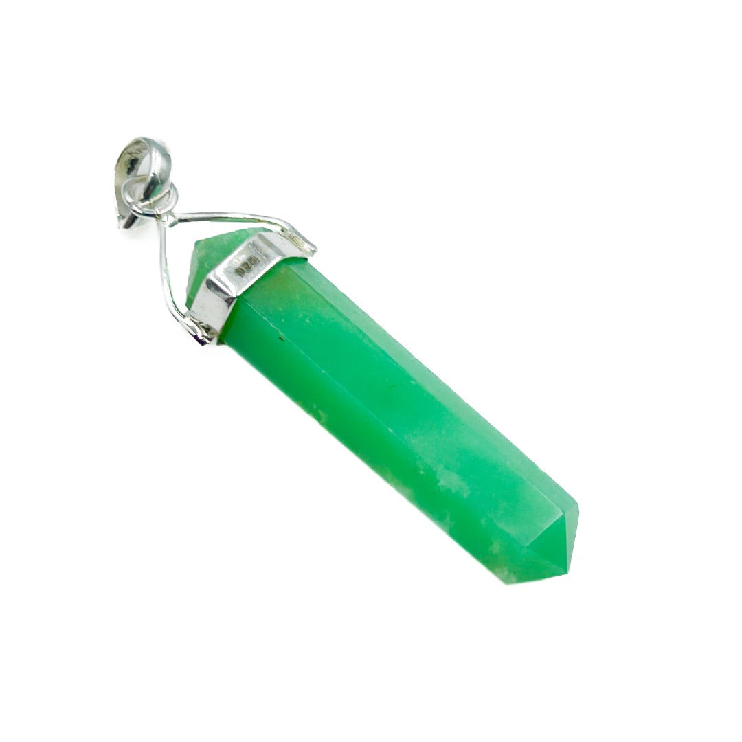 Chrysoprase Crystal Point Sterling Silver Pendant ( 823381 )