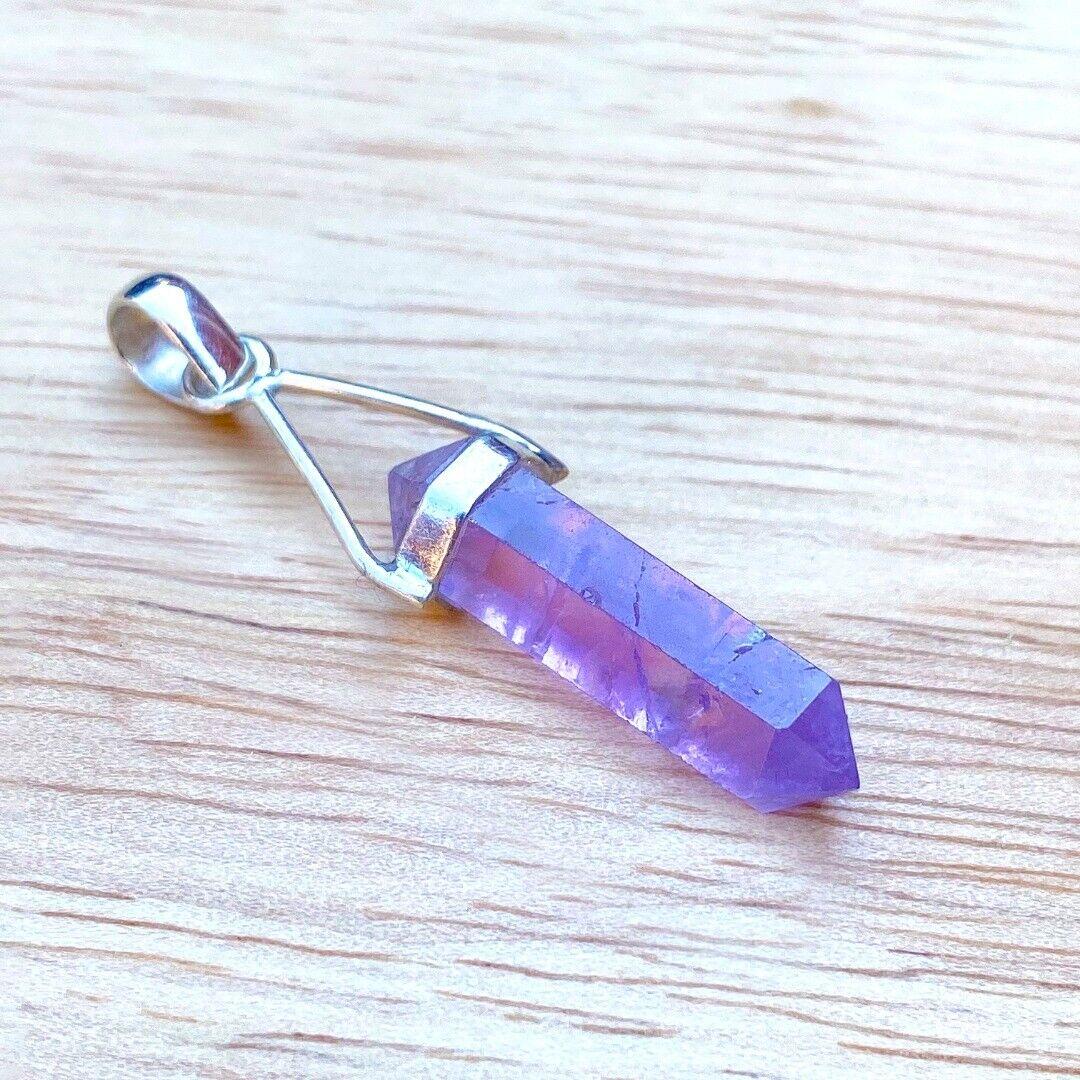 Amethyst Crystal Point Sterling Silver Pendant ( 665384 )