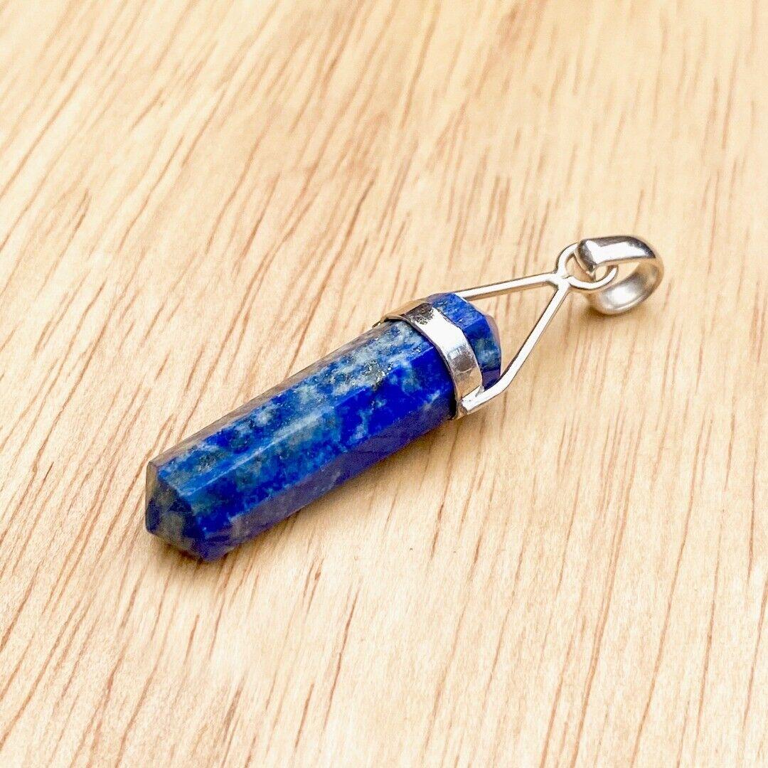 Lapis Lazuli Crystal Point Sterling Silver Pendant ( 490460 )