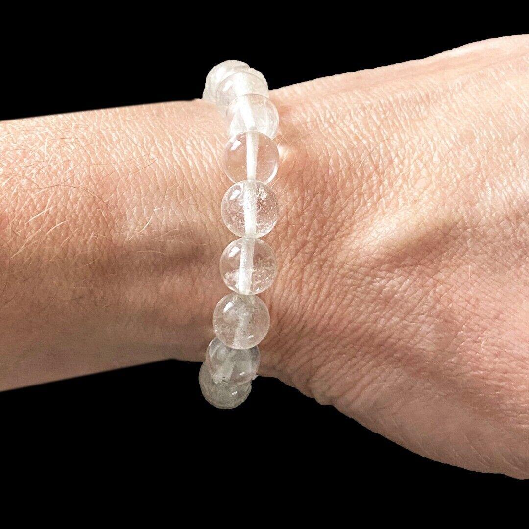 Satyaloka Quartz 8mm Beaded Crystal Healing Bracelet